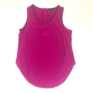 Kenneth Cole Faux Leather Trimmed Flowy Sleeveless Tank Top. Magenta. Size L